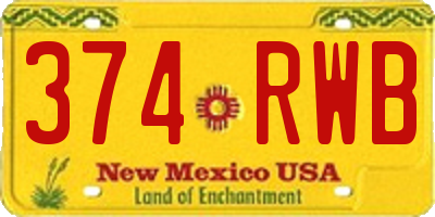 NM license plate 374RWB