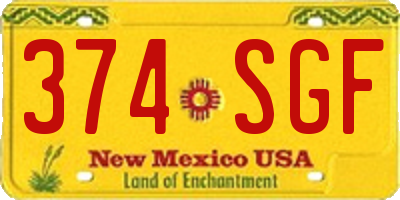 NM license plate 374SGF