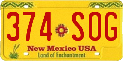 NM license plate 374SOG
