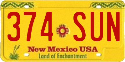 NM license plate 374SUN