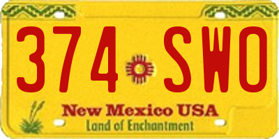 NM license plate 374SWO