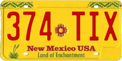 NM license plate 374TIX