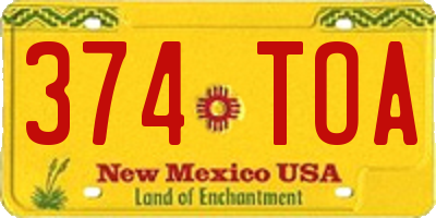 NM license plate 374TOA