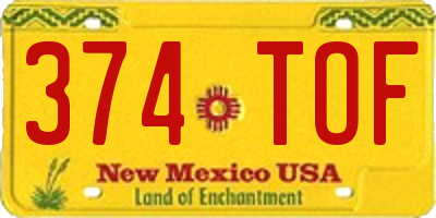 NM license plate 374TOF