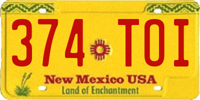 NM license plate 374TOI