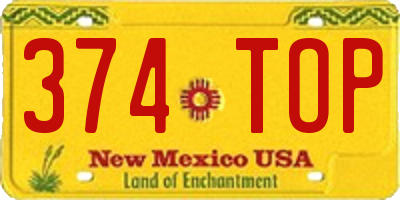 NM license plate 374TOP