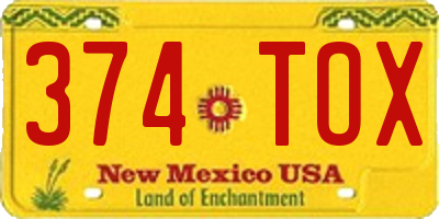 NM license plate 374TOX