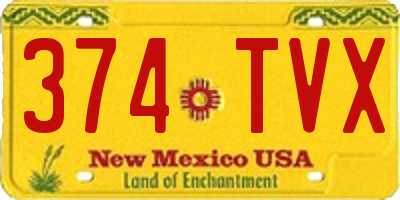 NM license plate 374TVX