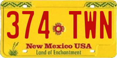 NM license plate 374TWN