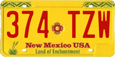 NM license plate 374TZW