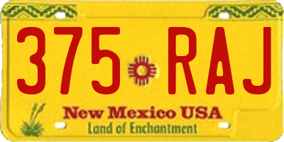 NM license plate 375RAJ