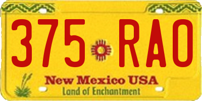 NM license plate 375RAO