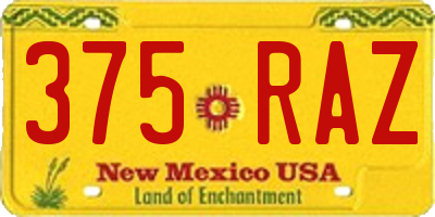 NM license plate 375RAZ