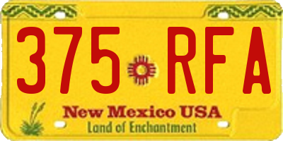 NM license plate 375RFA