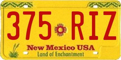 NM license plate 375RIZ