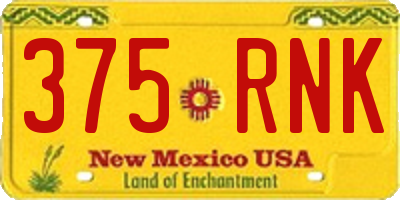 NM license plate 375RNK