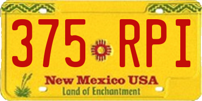 NM license plate 375RPI