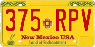 NM license plate 375RPV