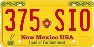 NM license plate 375SIO