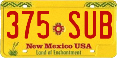 NM license plate 375SUB
