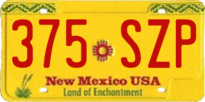 NM license plate 375SZP