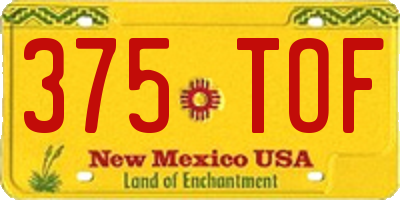 NM license plate 375TOF