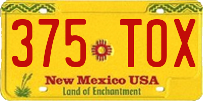 NM license plate 375TOX
