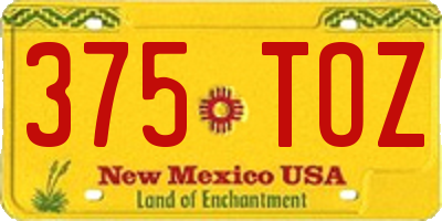 NM license plate 375TOZ