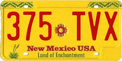 NM license plate 375TVX