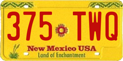 NM license plate 375TWQ
