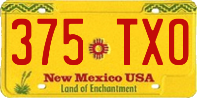 NM license plate 375TXO