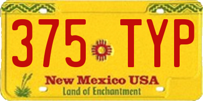 NM license plate 375TYP