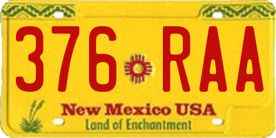 NM license plate 376RAA