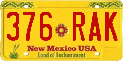 NM license plate 376RAK