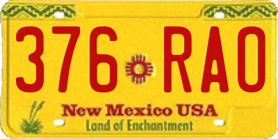 NM license plate 376RAO