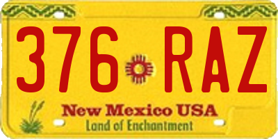 NM license plate 376RAZ