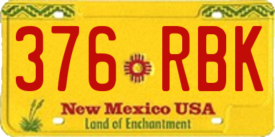 NM license plate 376RBK