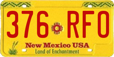 NM license plate 376RFO