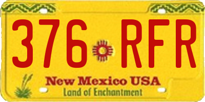 NM license plate 376RFR