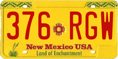 NM license plate 376RGW