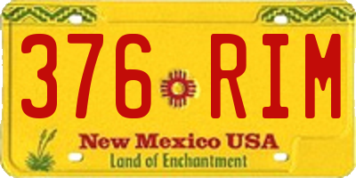 NM license plate 376RIM