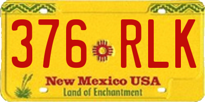 NM license plate 376RLK
