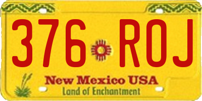 NM license plate 376ROJ