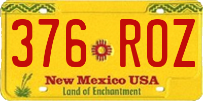 NM license plate 376ROZ