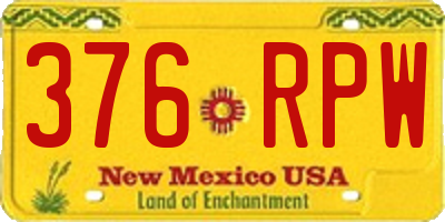 NM license plate 376RPW