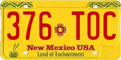 NM license plate 376TOC