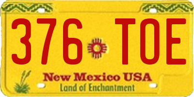 NM license plate 376TOE