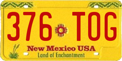 NM license plate 376TOG