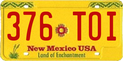 NM license plate 376TOI