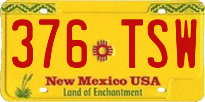 NM license plate 376TSW